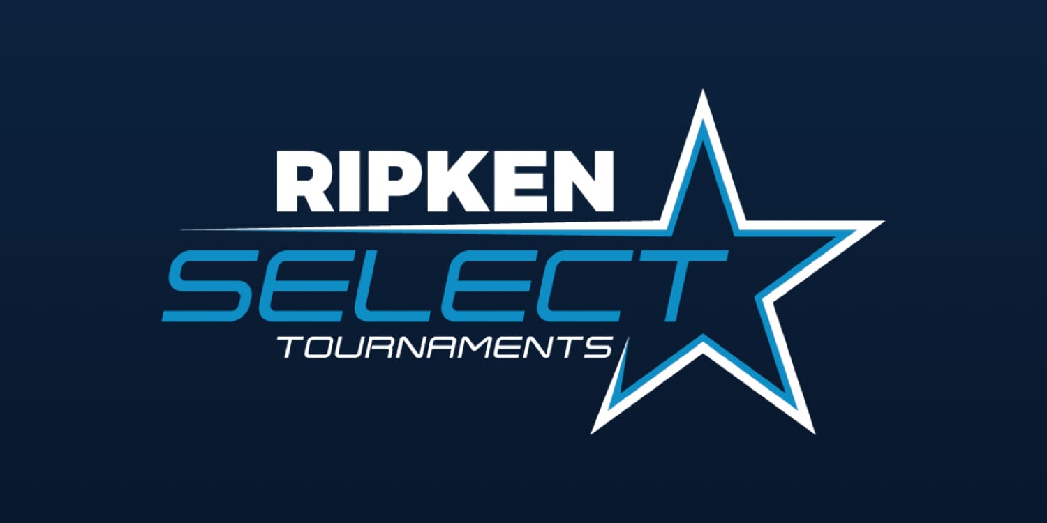 Ripken Select Tournament Ripken Baseball logo with blue background