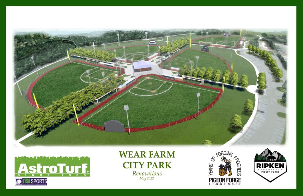 Rendering of Wear Farm City Park renovations with Ripken Baseball